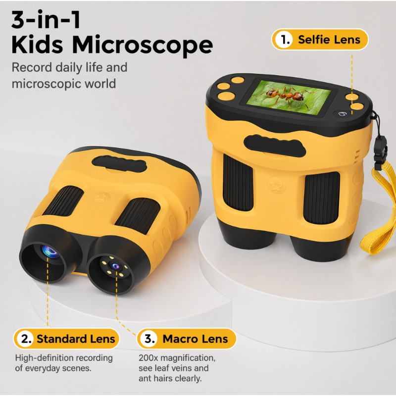 Kids Toys Top View - Cyfrowa kamera mikroskopowa 4K 1000X dla
