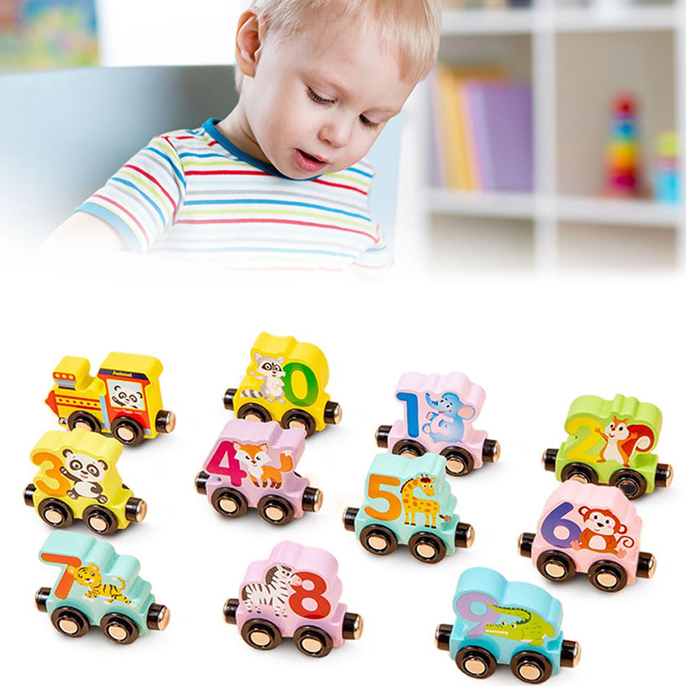 Toy Train Track Set - Edukacyjna drewniana zabawka, klocki konstrukcyjne z