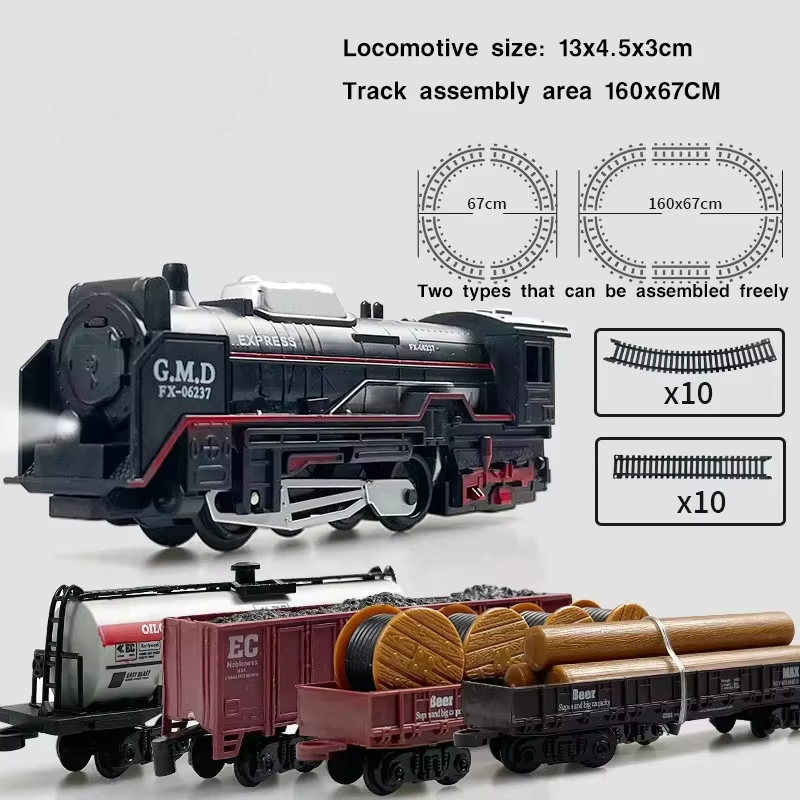 Toy Train Track Set - Klasyczny kolejowy pociąg towarowy Zabawka Elektryczny