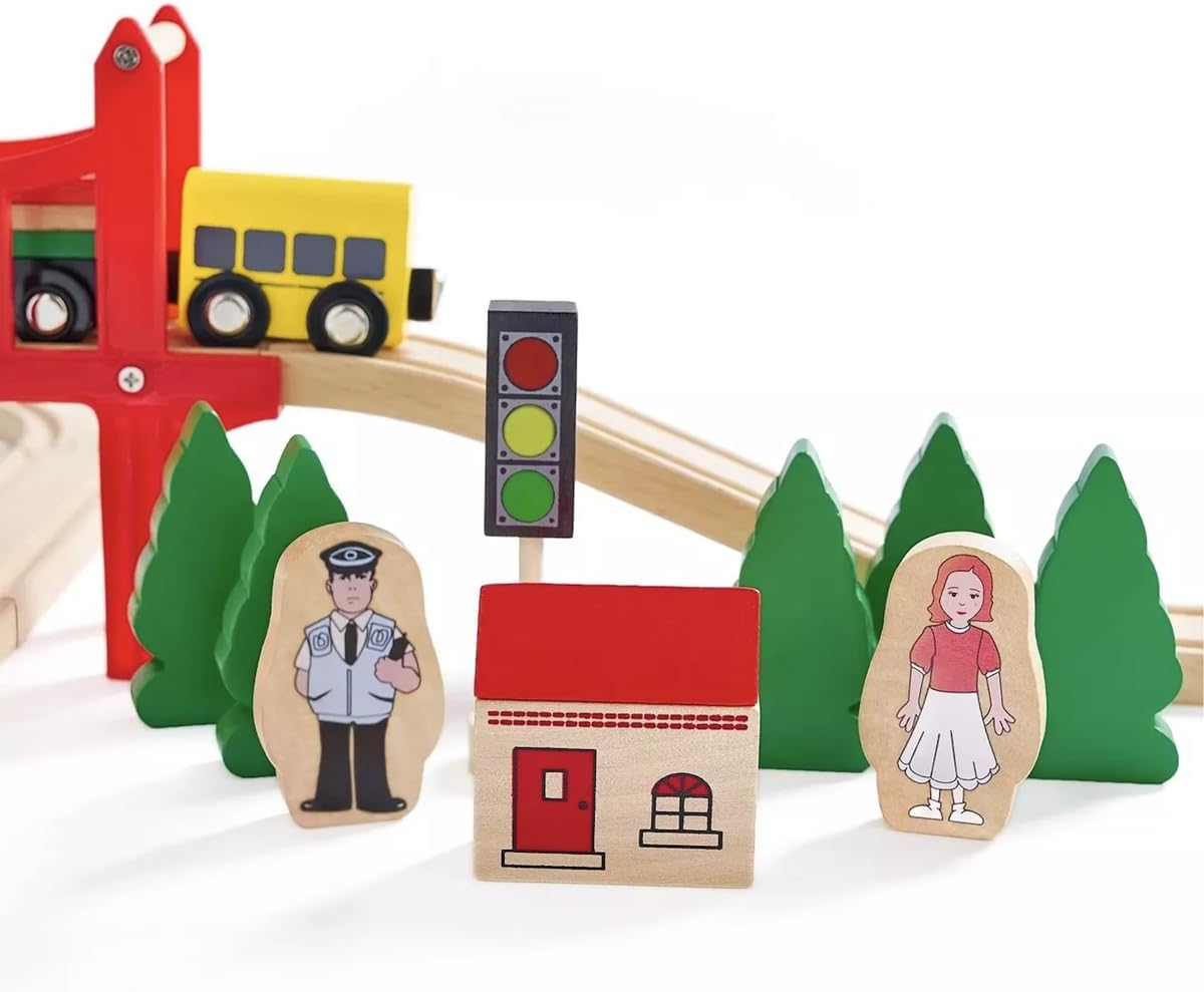 Drewniany zestaw kolejowy - 39 – Toy Train Track Set recenzja i cena