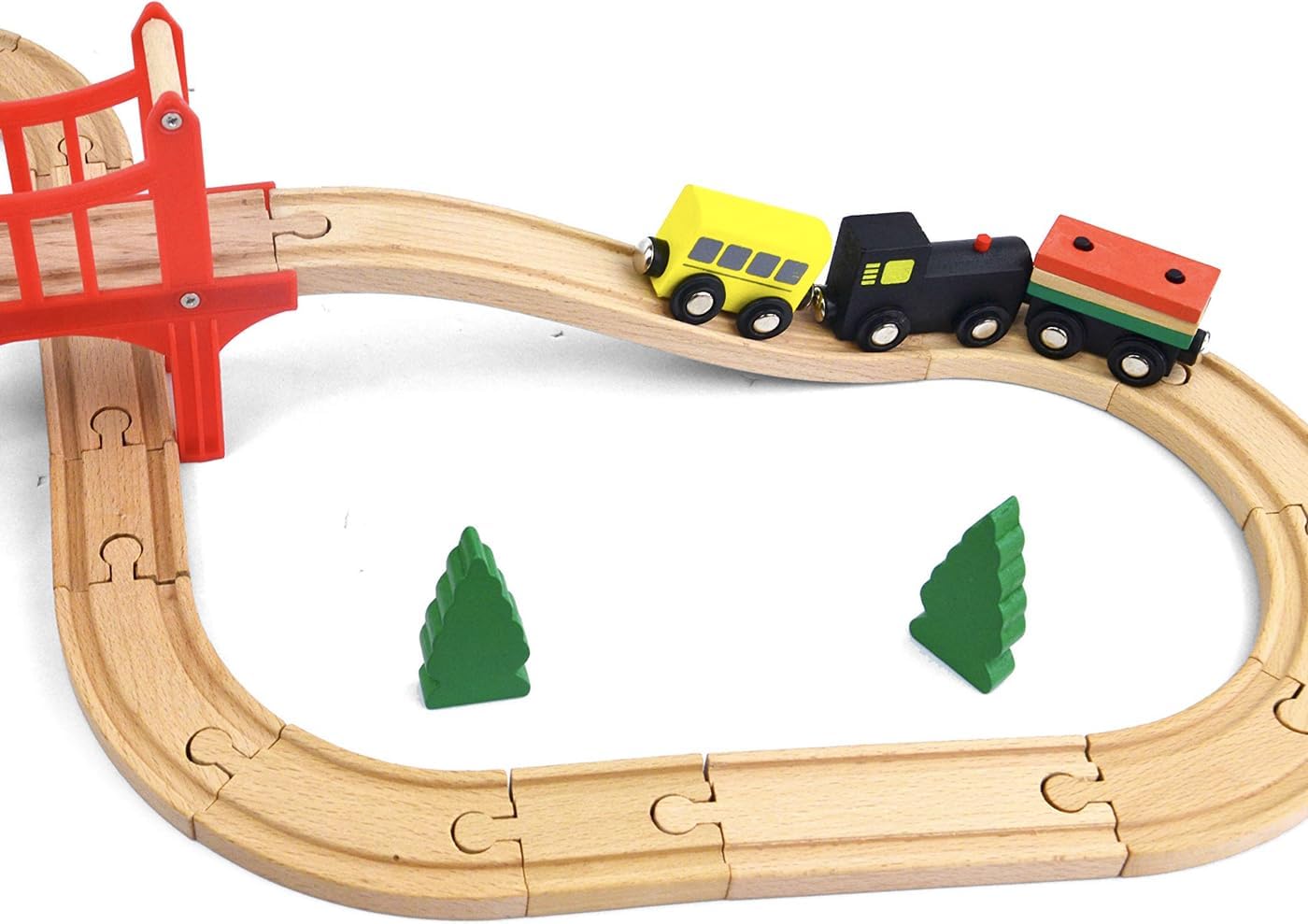Drewniany zestaw kolejowy - 39 – Toy Train Track Set recenzja i cena