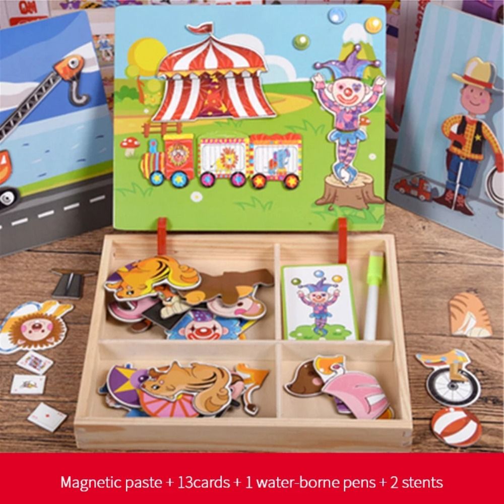 Drewniane magnetyczne puzzle 3 – Kids Toys Drawing Easy recenzja i cena